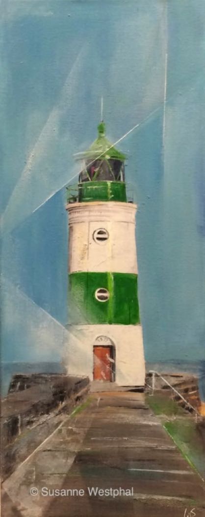 Schleimünde grün 20cm x 50cm Leuchtturmbild in der Galerie Susanne Westphal - Maritime Kunst