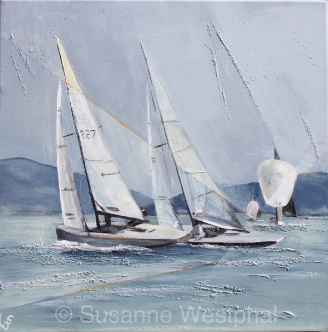 5.5er III 40cm x 40cm Segelbild in der Galerie Susanne Westphal - Maritime Kunst