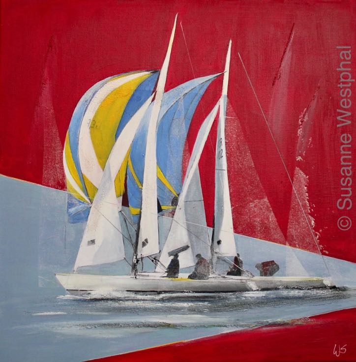 Dyas rot 50cm x 50cm Segelbild in der Galerie Susanne Westphal - Maritime Kunst