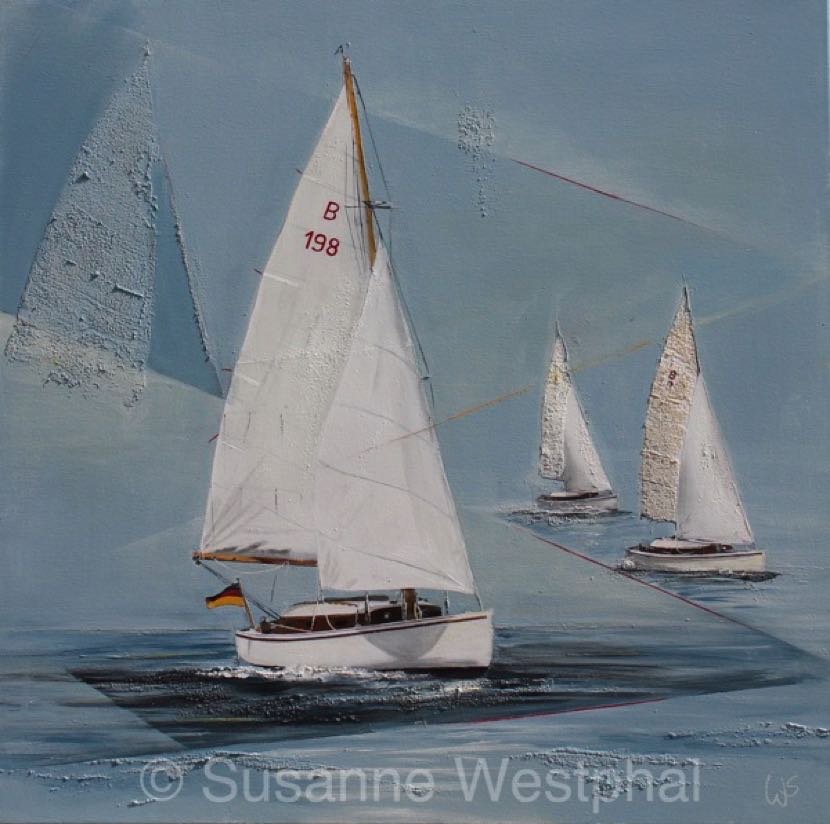 Jollenkreuzer 70cm x 70cm Segelbild in der Galerie Susanne Westphal - Maritime Kunst